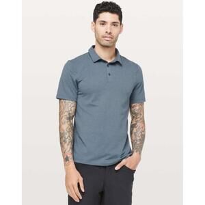 EUC Lululemon Men’s Evolution Polo Shirt Pique Heathered Iron Blue Size S